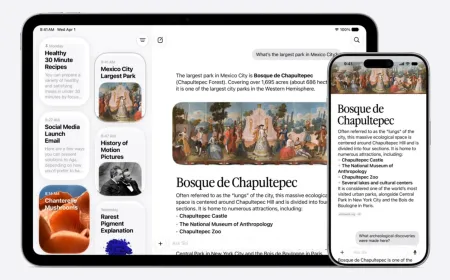 The updated Siri app interface displays multimodal AI capabilities and Gemini integration across Apple platforms.