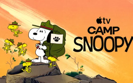 This promotional image for Camp Snoopy season two shows Snoopy and the Peanuts gang at Camp Spring Lake ahead of the June...