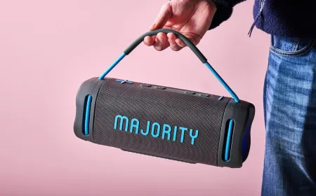 The Majority Move M4 portable speaker features a rugged exterior and extensive connectivity ports.