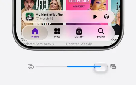The updated Liquid Glass interface displays a new readability slider, standardized top navigation, and extended sidebar bo...