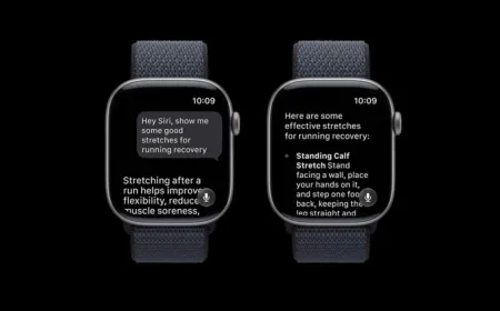 The Apple Watch displays the watchOS 27 interface featuring Siri AI and a dynamic app grid.