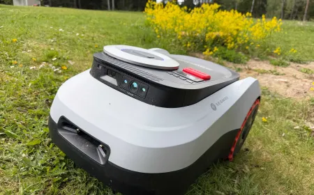 Segway Navimow i210 LiDAR robot lawnmower on a residential lawn