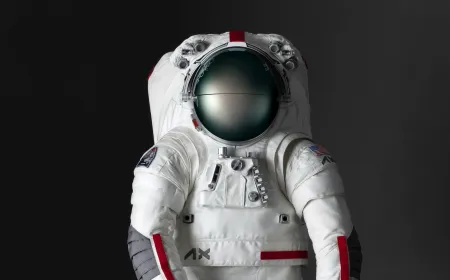 The Axiom Extravehicular Mobility Unit spacesuit includes thermal regulation and pressurization systems for lunar missions.