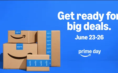 This graphic highlights Amazon Prime Day 2026 tech deals on monitors, laptops, and smart home devices.