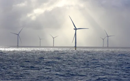 Wind turbines generate renewable energy as clean power capacity expands.
