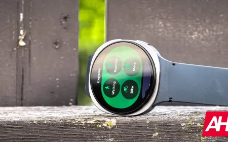 The Samsung Galaxy Watch 8 forty millimeter Bluetooth variant sits on a charging stand.
