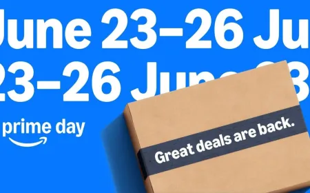 This graphic displays the June 23 to June 26 dates for Amazon Prime Day 2026 and the five dollar pizza promotion.