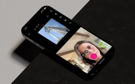 The interface displays X's new video reaction tool with overlay and split-screen layouts for recording commentary.
