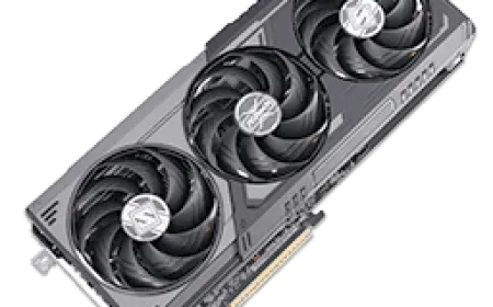 ASRock Radeon RX 9070 GRE Steel Legend graphics card with a triple fan cooler and RGB lighting.