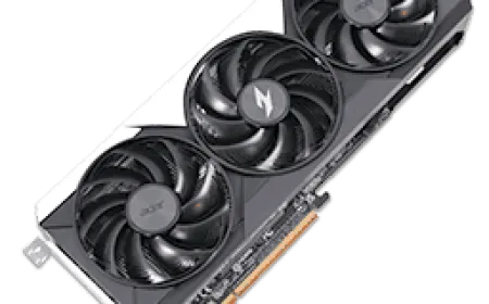 Acer Radeon RX 9070 GRE Nitro graphics card with sleek design and visible cooling fans.