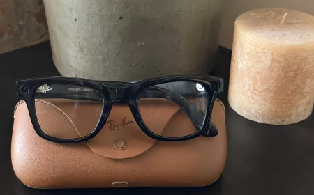 Prototype Ray-Ban Meta smartglasses display micro-coil charging components within the temple arms.