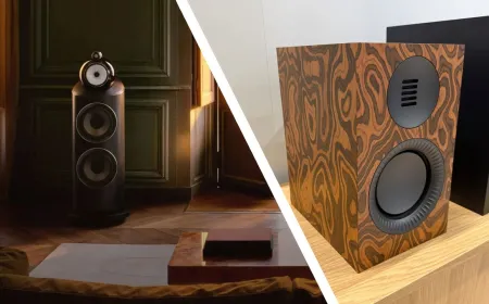 High End Vienna display features bookshelf and floorstanding loudspeaker models with distinct architectural designs.