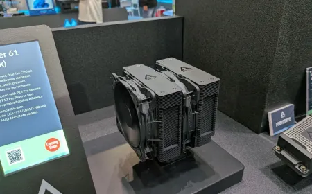 Arctic Freezer 61 air cooler and BioniX modular fan components on display at Computex 2026