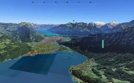 Google Earth Flight Simulator running in a web browser with virtual controls and a global map view visible.