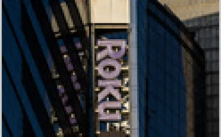 Roku streaming platform logo and interface depict the company's reported acquisition talks.