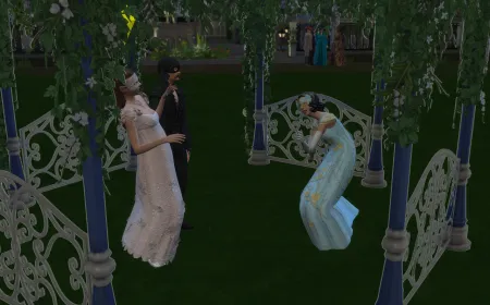 The screenshot displays Regency era fashion and ballroom furniture from the Sims 4 Bridgerton expansion pack.
