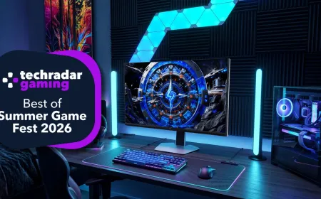 The front view shows the 27-inch TCL C2A Pro gaming monitor with a 4K QD-Mini LED panel and slim bezel design.
