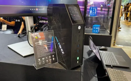 Minix displays compact computing units and portable display panels at Computex 2026.