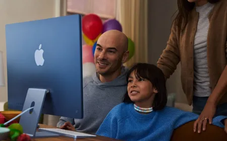 The Apple Screen Time interface displays parental controls and daily usage limits for children.