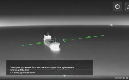 Cargo vessels in the Sea of Azov were targeted by a drone strike.