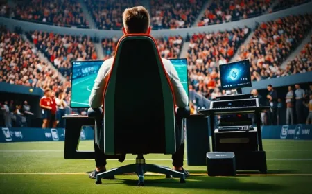 A comfortable armchair sits in a living room prepared for watching football matches
