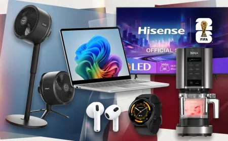Premium electronics, computing hardware, and household appliances are marked for end of financial year clearance.