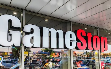 The graphic displays the GameStop and eBay logos side by side to illustrate the proposed 56 billion dollar acquisition.