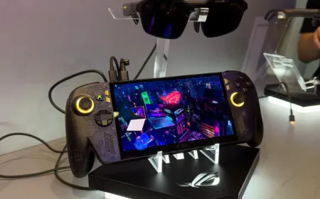 The ROG Xbox Ally X20 handheld gaming computer features an OLED display and a custom augmented reality headset.