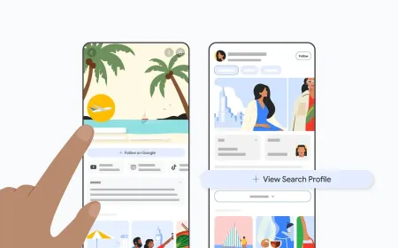 Google publisher profiles dashboard displaying aggregated creator content and search visibility metrics