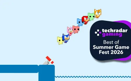 Sonic and teammates navigate a minimalist cooperative puzzle stage using spin dashes and flight mechanics.