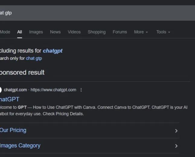 A counterfeit OpenAI outage page appears within the official chatgpt.com domain to distribute malware.
