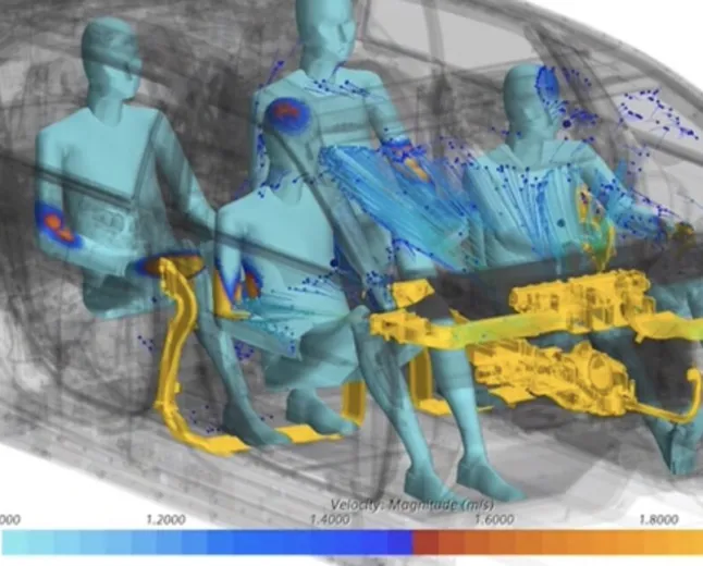 The schematic shows a parallel probabilistic modeling workflow that accelerates automotive engineering simulations.
