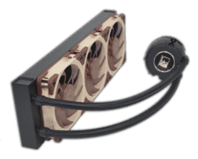 The Noctua NL-LC1-36 all-in-one liquid cooler features a black radiator and pump block.