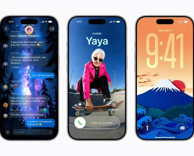 The iOS settings screen displays the new AI wallpaper generation interface.