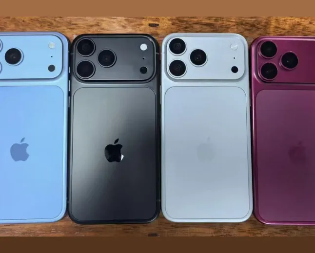 The leak render shows the iPhone 18 Pro in Dark Cherry and Light Blue colors.