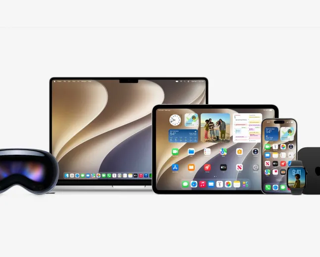 Siri AI and Apple Intelligence features demonstrated on compatible iPhone, iPad, and Mac devices.
