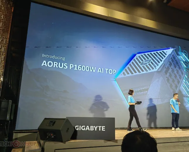 Gigabyte 1600-watt power supply unit featuring an integrated true-color display