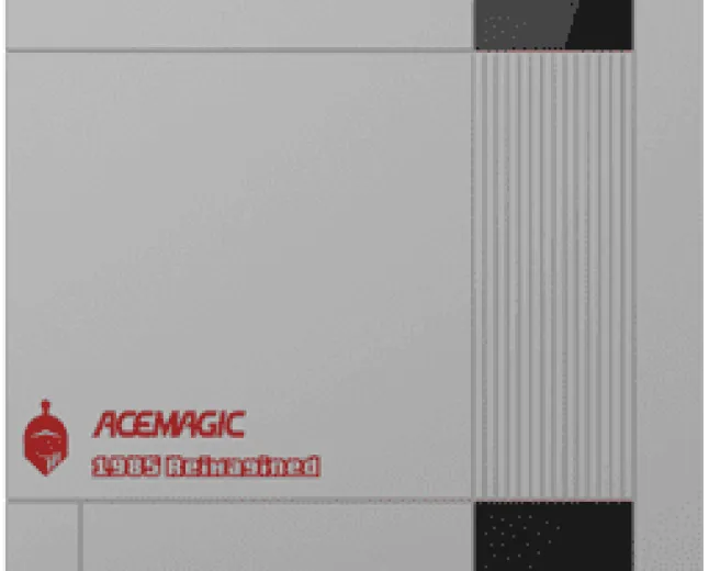 The ACEMAGIC Retro X5 mini PC displays a compact retro-styled chassis with clearly visible front panel ports and ventilation.